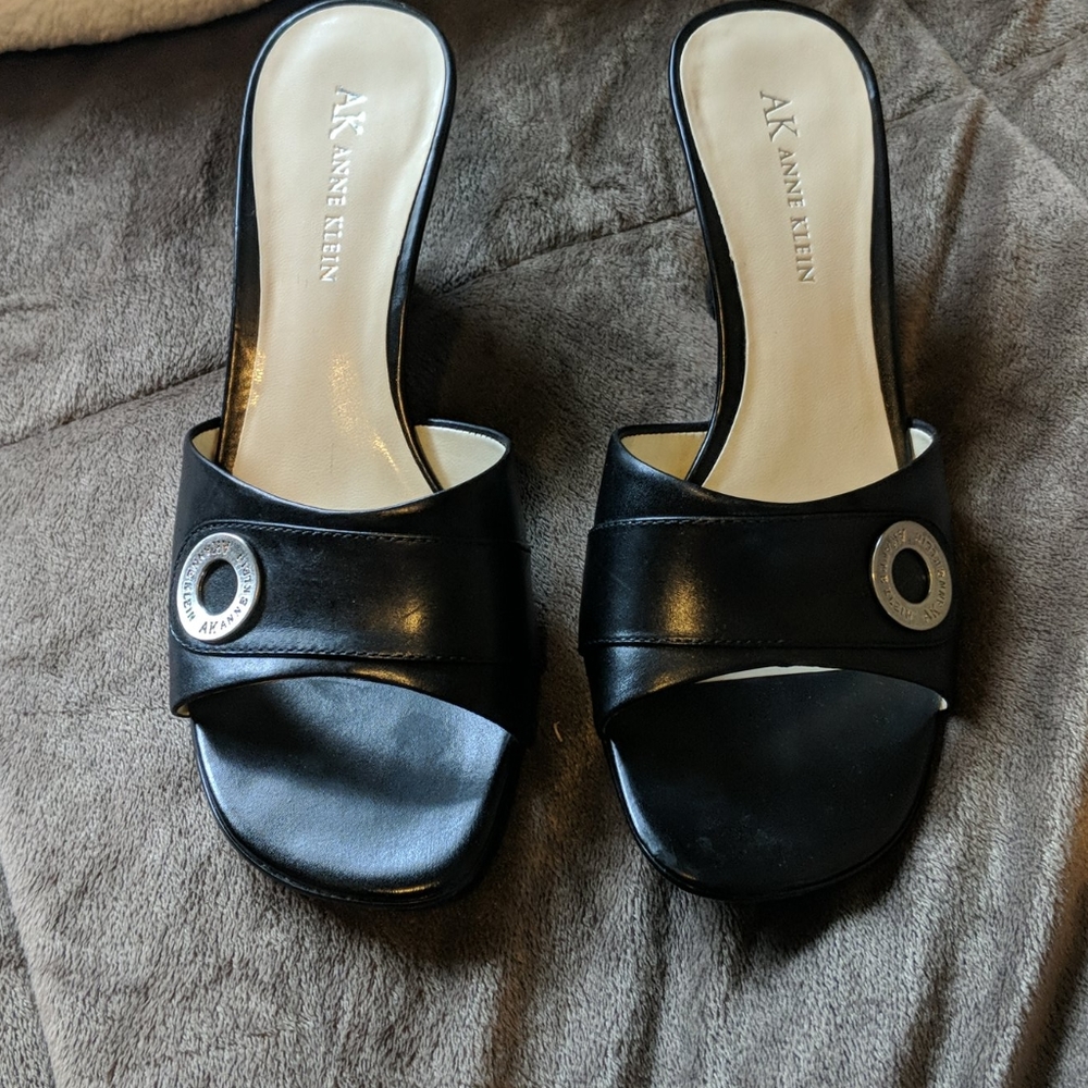 Anne Klein wedge heel slides